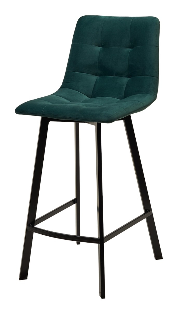 Полубарный стул CHILLI-QB SQUARE зеленый #19, велюр / черный каркас (H=66cm) М-City MC62188