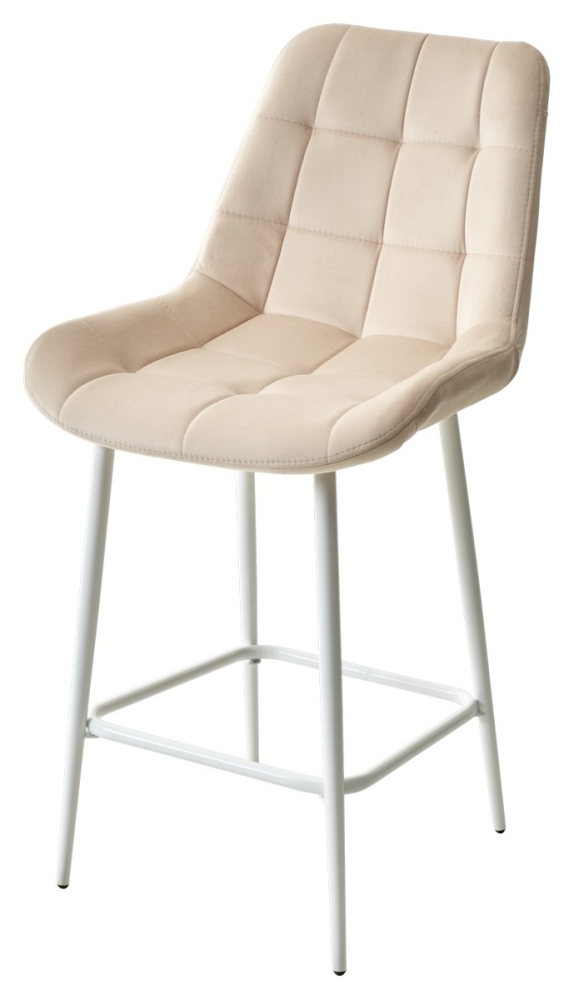 Полубарный стул ХОФМАН, цвет H-06 Бежевый, велюр / белый каркас H=63cm М-City MC63095