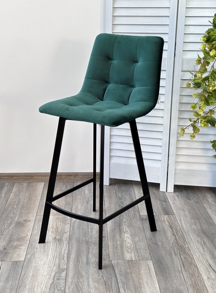 Товар Полубарный стул CHILLI-QB SQUARE зеленый #19, велюр / черный каркас (H=66cm) М-City MC62188