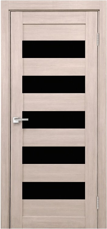 Межкомнатная дверь Легенда X-4 тон Кремовая лиственница Остекление Лакобель черное