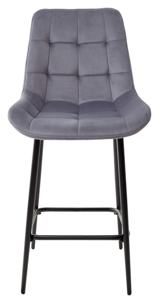 Товар Полубарный стул ХОФМАН, цвет H-14 Серый, велюр / черный каркас H=63cm М-City MC62756