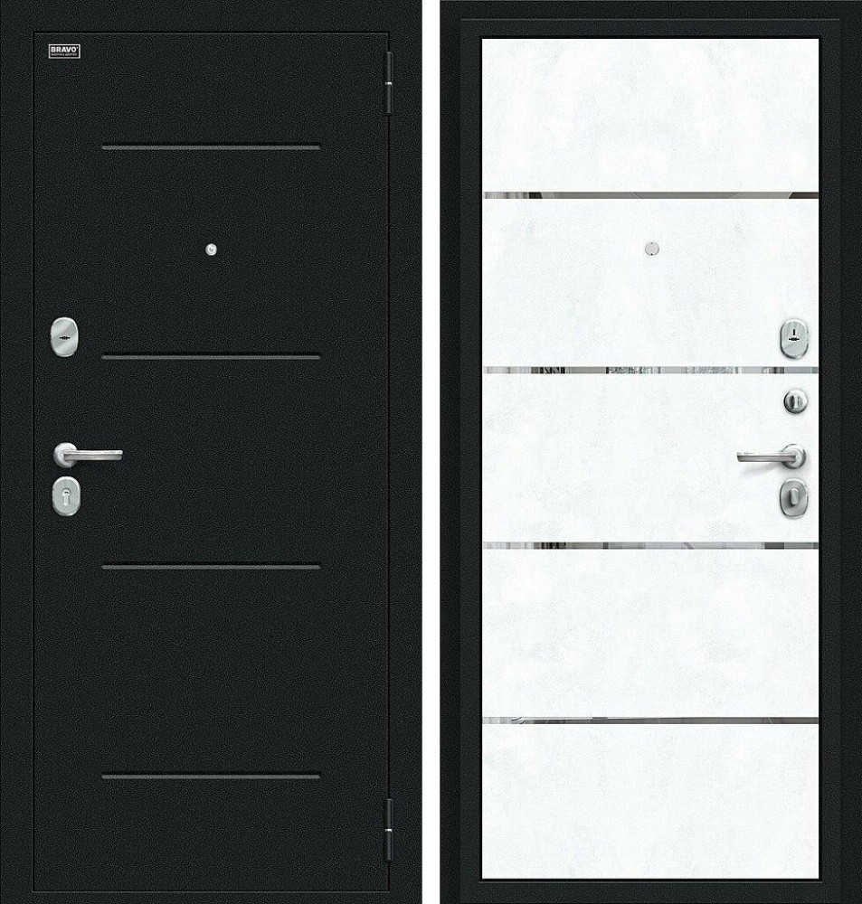Дверь Лайн Букле черное/Snow Art BR4633