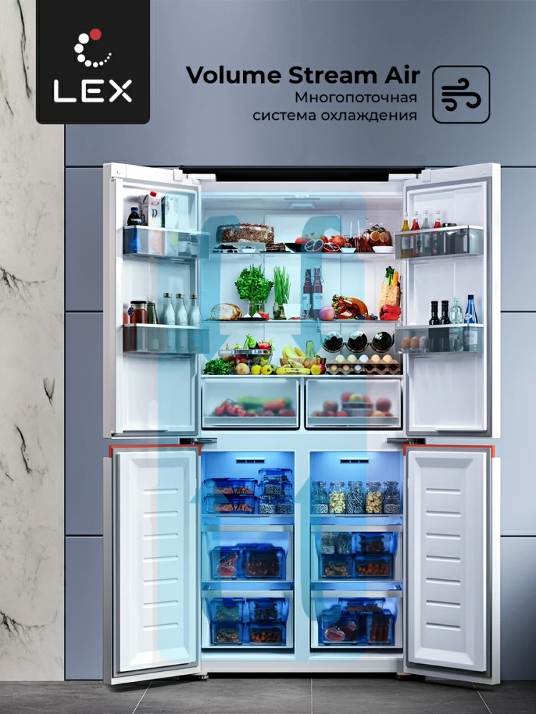 Товар Холодильник Холодильник  трехкамерный отдельностоящий с инвертором LEX LCD450WOrID