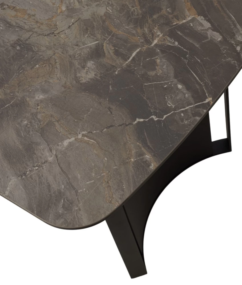Товар Стол RASMUS 160 KL-80 Серый мрамор, итальянская керамика / черный каркас, ®DISAUR MC63408
