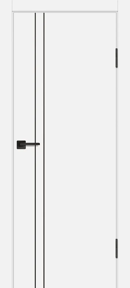 Межкомнатная дверь P-20 AL черный молдинг Белый матовый