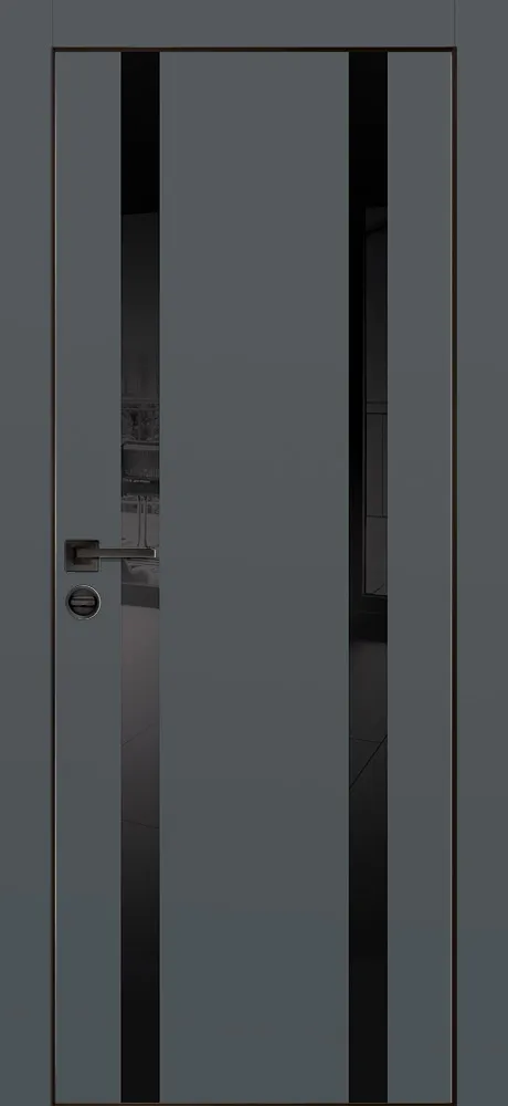 Межкомнатная дверь PX-9  черная кромка с 4-х ст. Графит матовый